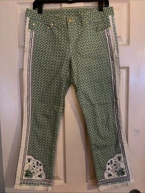 Original Tory Burch cotton Floral & patterned soft jeans w/gold Tory signics